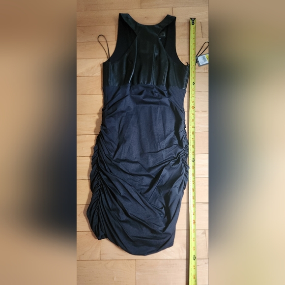 LA PINA by DAVID HELVANI mini bodycon dress, full zipper, leather top in size M - Picture 6 of 10